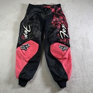 Fox‎ Racing Pants Youth Size 7-8 Black Pink Floral Motocross Riding Gear MX
